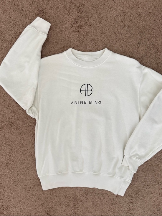 Anine Bing Tops - Anine Bing White Logo Crewneck Sweatshirt Size Small Vintage 100% Cotton